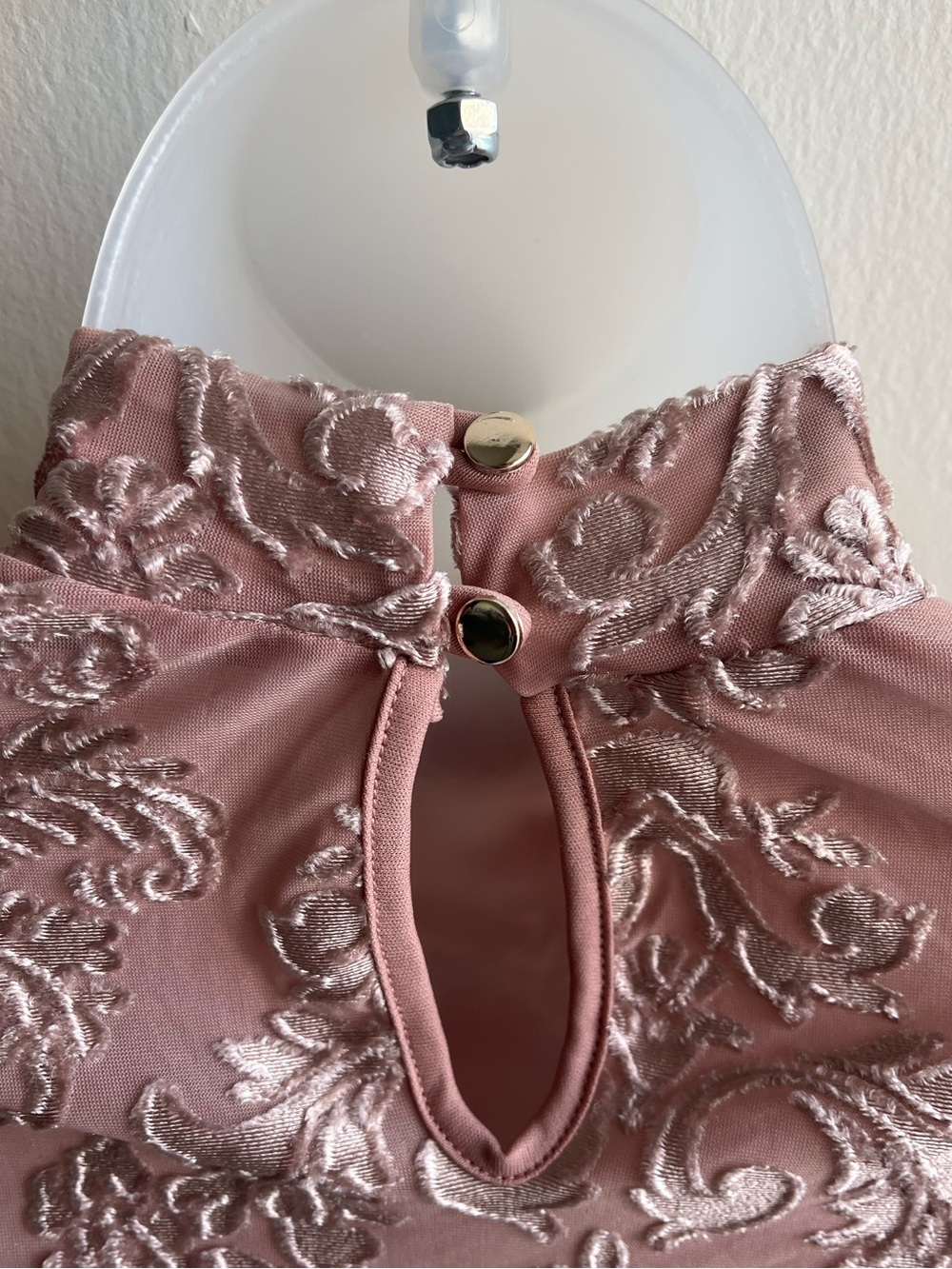 iris Dusty Rose Mock Neck Lace-Embroidered Long Sleeve Bodysuit Small Top New - Picture 5 of 6